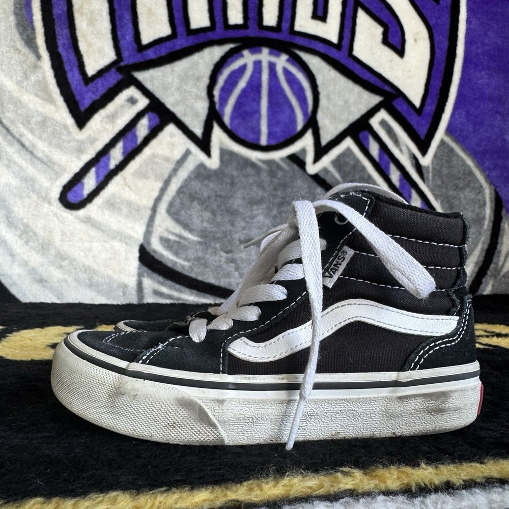 Size 12c - Vans Old Skool Black High Tops Kids Shoes